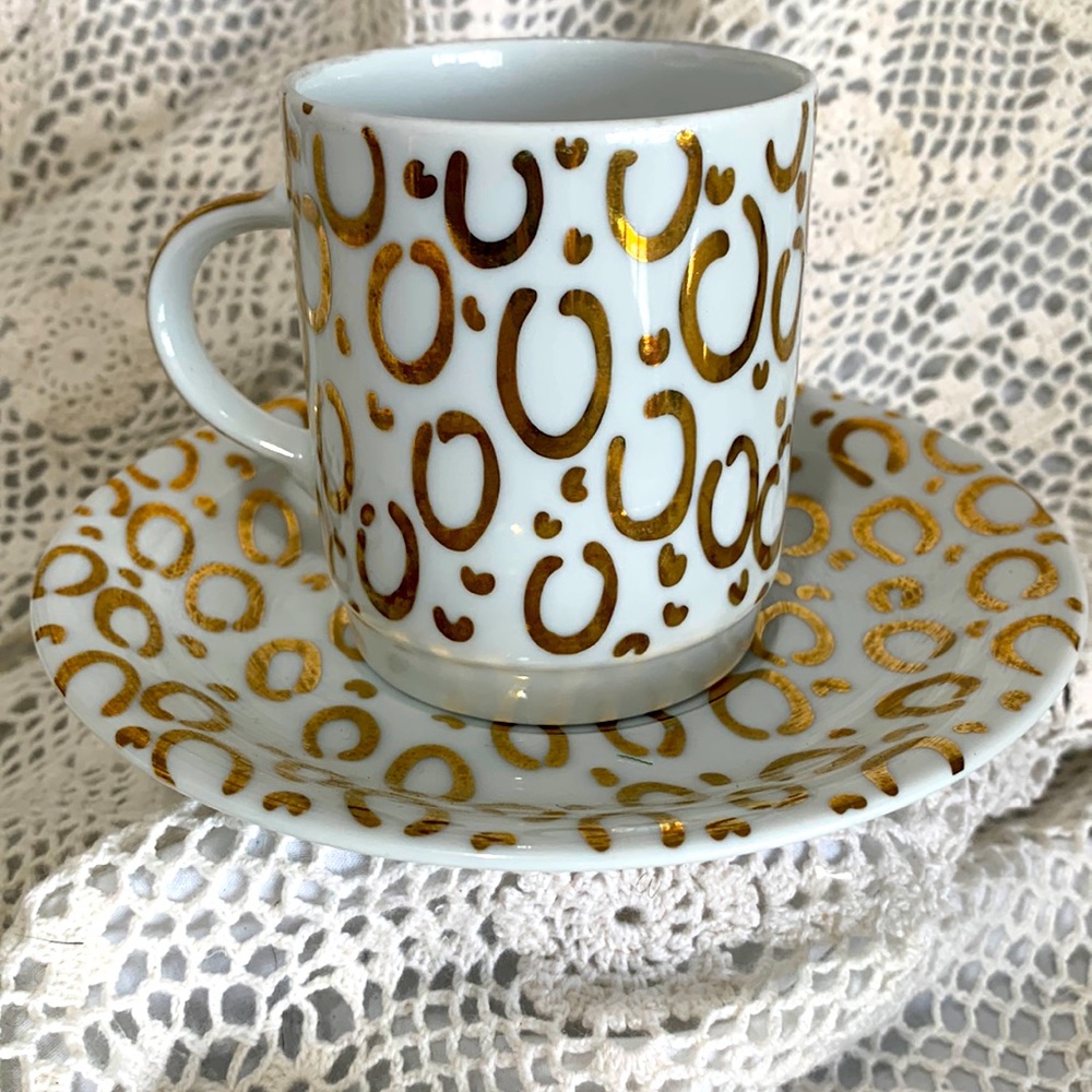 Tirschenreuth Bavaria, Made in Germany,White and Gold Tea Cup Set